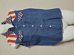 Quizz & Co vintage american flag denim vest size Large